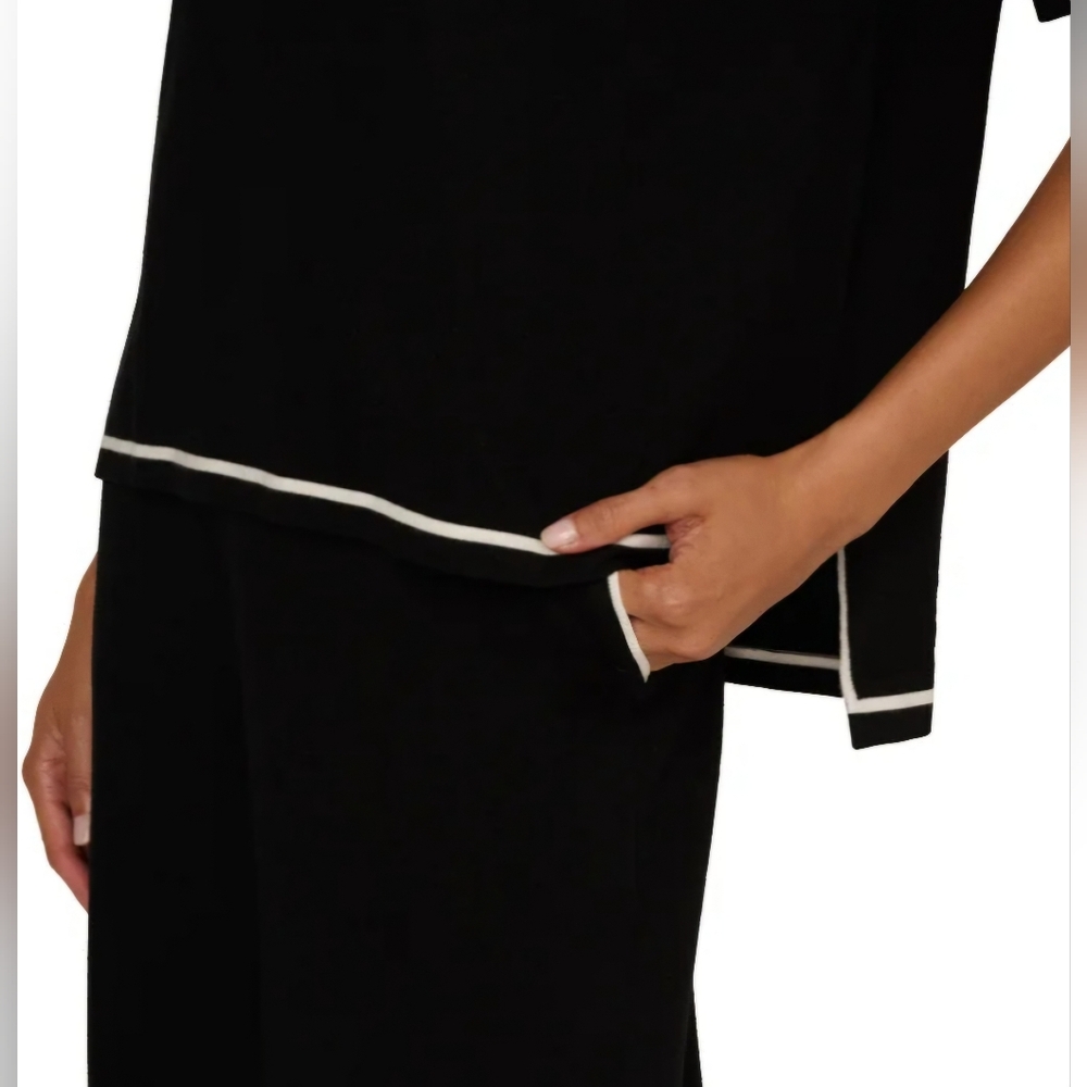 NEW! Adrianna Papell Black Lightweight Sweater Set Size L - Picture 4 of 12